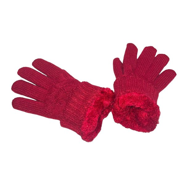 Women's True North Gear Clothing Ruby Red Knit Ear Warmer Headband & BYOS Gloves - Picture 5 of 6